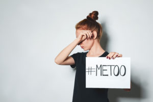 Young woman holding a #metoo sign, for dependable Delaware County Sexual Harassment Lawyer, contact our law firm.